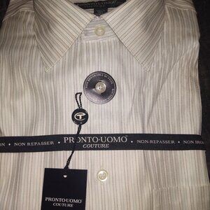 Pronto Uomo Couture White Pinstripe Dress Shirt - NWT